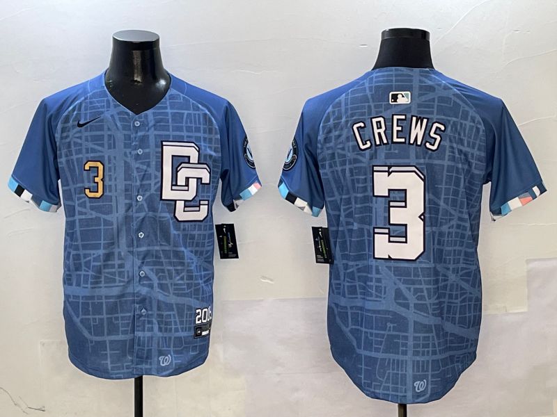 Men Washington Nationals #3 Crews Blue Joint Name Nike 2025 MLB Jersey style 4->washington nationals->MLB Jersey